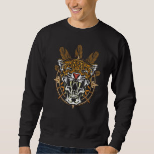Sudadera Guerrero azteca Jaguar Death Skull Nativo Headdres