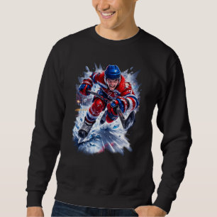Sudadera Guerrero de Hockey Estallido de Hielo Rojo Blanco