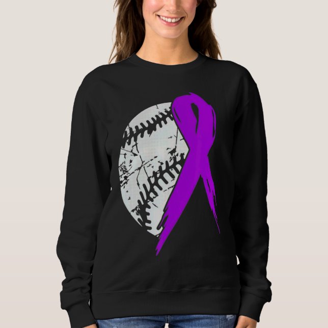 Sudadera Guerrero de la cinta morada de béisbol Alzheimers  (Anverso)