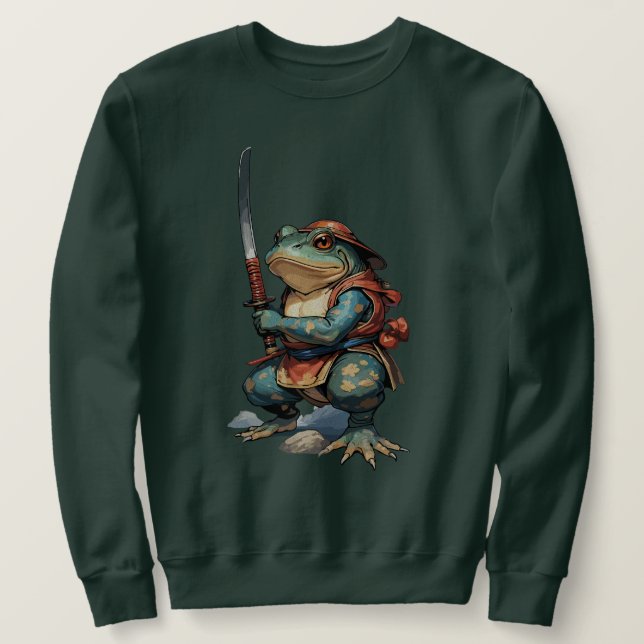 Sudadera Guerrero de rana samurai con Katana (Anverso del diseño)