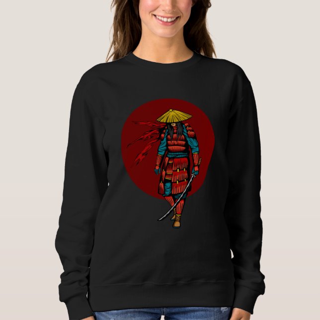 Sudadera Guerrero de Samurai al atardecer con Katana (Anverso)