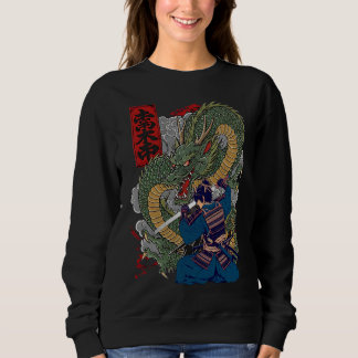 Sudadera Guerrero de Samurai Enfrenta Fierce Dragon Arte Ja