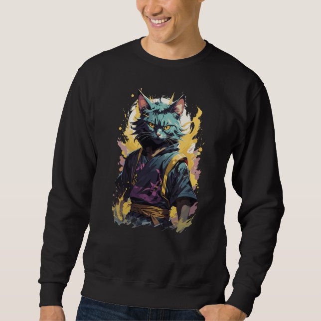 Sudadera Guerrero del gato Ninja de Guay Fire Splash Gray (Anverso)