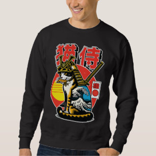 Sudadera Guerrero Gato Samurái – Tatuaje Audaz de Ola Japon