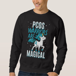 Sudadera Guerrero Pcos Magia Unicornio Verde azulado Ovario