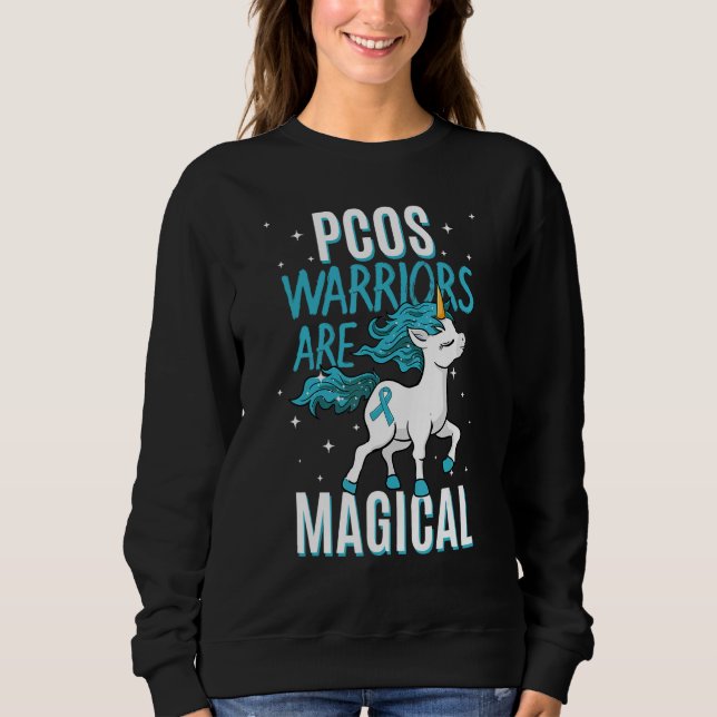 Sudadera Guerrero Pcos Magia Unicornio Verde azulado Ovario (Anverso)