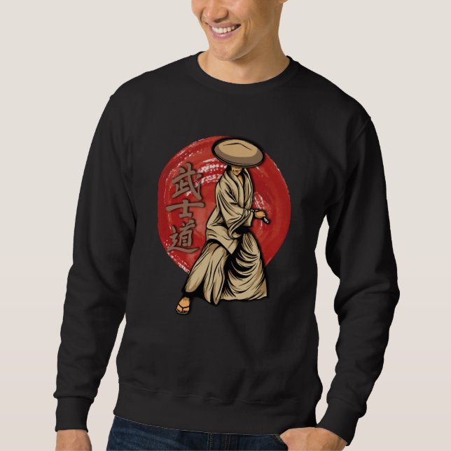 Sudadera Guerrero retro samurai con Katana - japonés (Anverso)