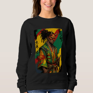 Sudadera Guerrero Samurái Afroamericano Katana Anime Japoné