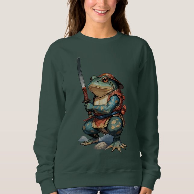Sudadera Guerrero Samurái Rana con Katana (Anverso)