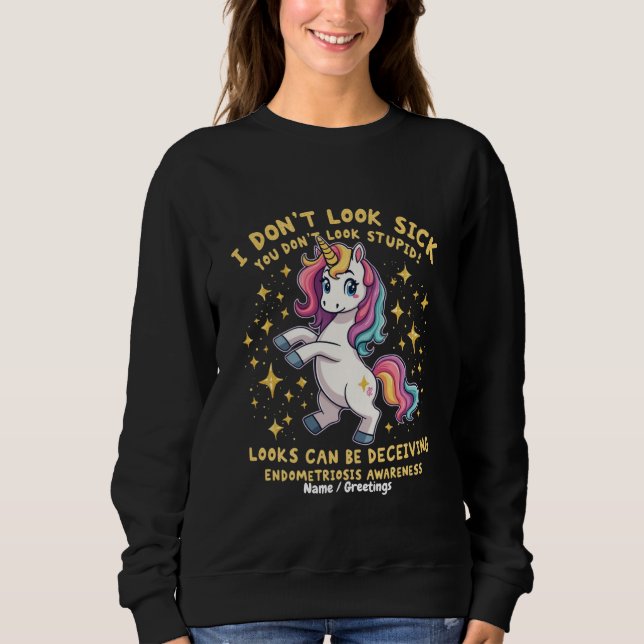 Sudadera Guerrero Unicornio Fuerte Conciencia de Endometrio (Anverso)