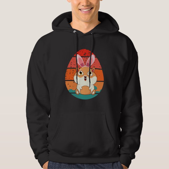Sudadera Guinea Pig Bunny Happy Easter Eggs Retro Men Women (Anverso)