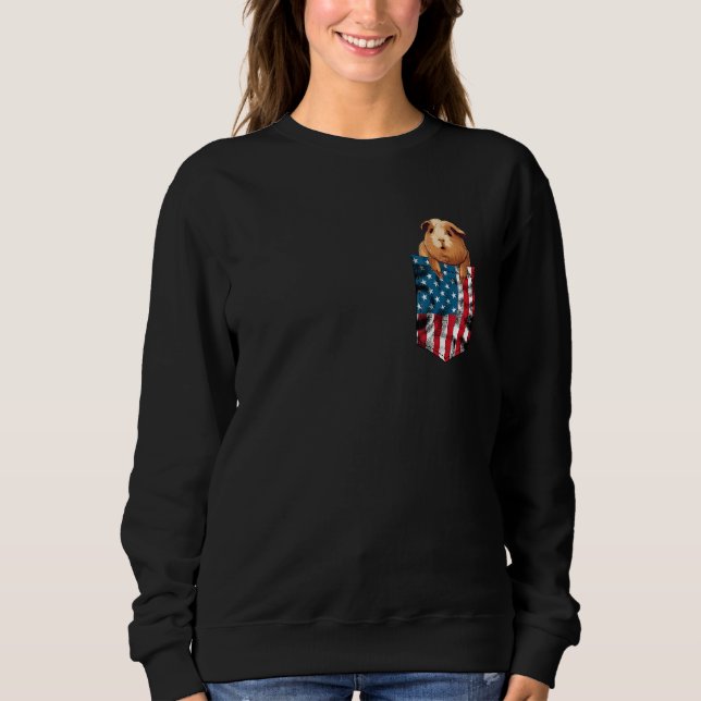 Sudadera Guinea Pig Pocket 4th of July American Flag  Patri (Anverso)