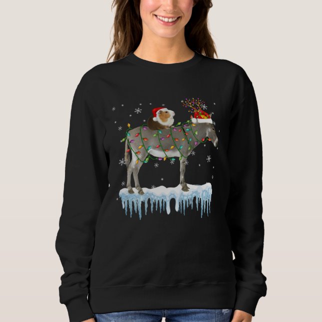 Sudadera Guinea Pig Riding Donkey Reindeer Santa Christmas  (Anverso)