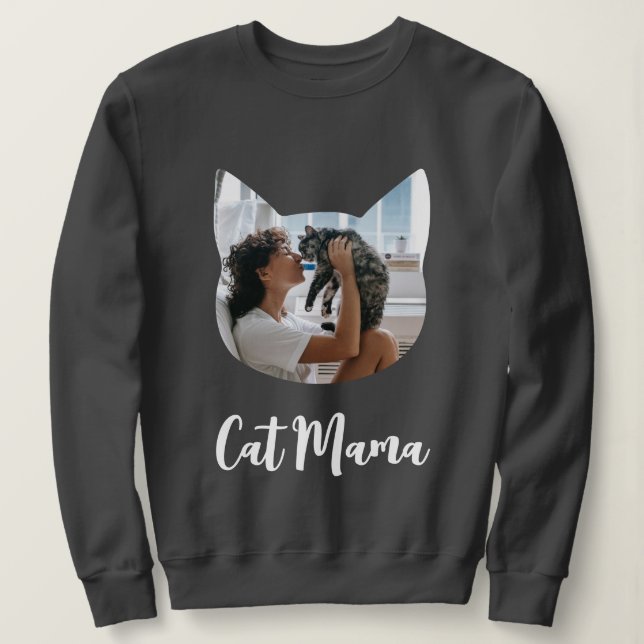 Sudadera Guión de la mamá del gato con forma de gato del ga (Anverso del diseño)