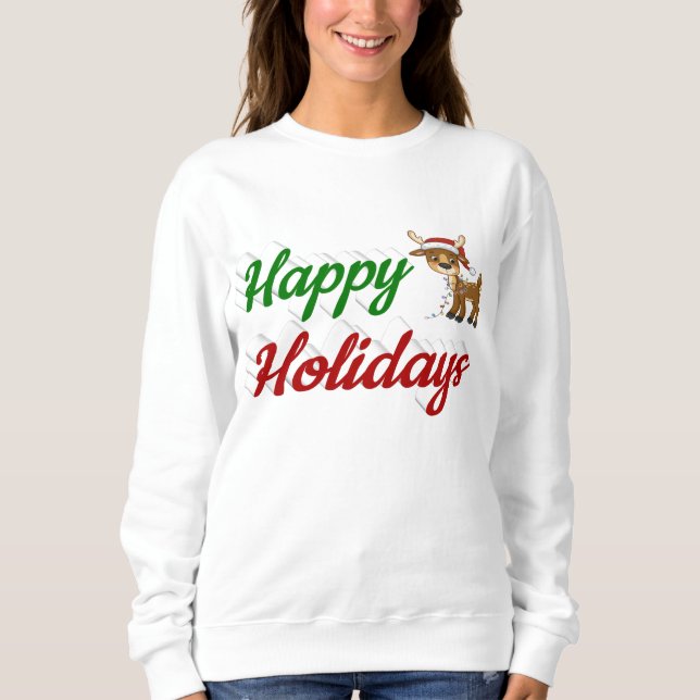 Sudadera Guión de Navidades de renos de Happy Holidays (Anverso)