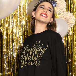 Sudadera Guión de Purpurina de oro Feliz Año Nuevo