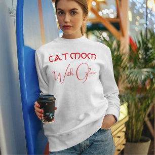 Sudadera Guión Divertido Personalizado Mamá Gata Roja y Bla