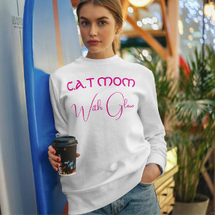 Sudadera Guión divertido personalizado Mamá gato rosa calie