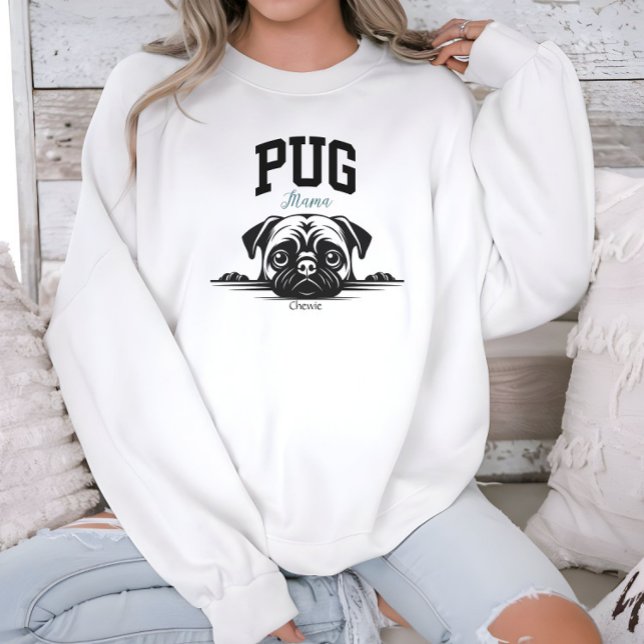Sudadera Guión estilo Varsity estilo universitario Pug Mama (Subido por el creador)