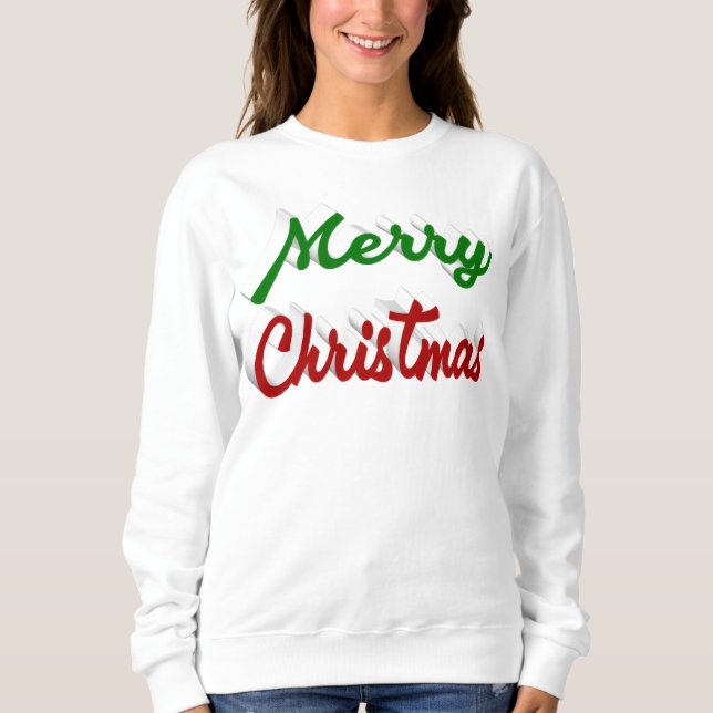 Sudadera Guión verde rojo de Feliz Navidad (Anverso)