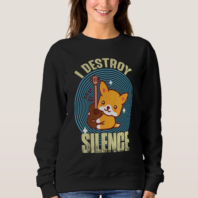 Sudadera Guitar Destroy Silence Cute Fox Guitarist Rock gui (Anverso)