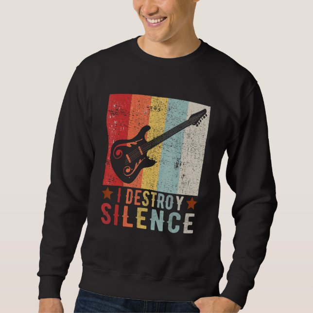 Sudadera Guitar Instrument I Destroy Silence white 1 (Anverso)