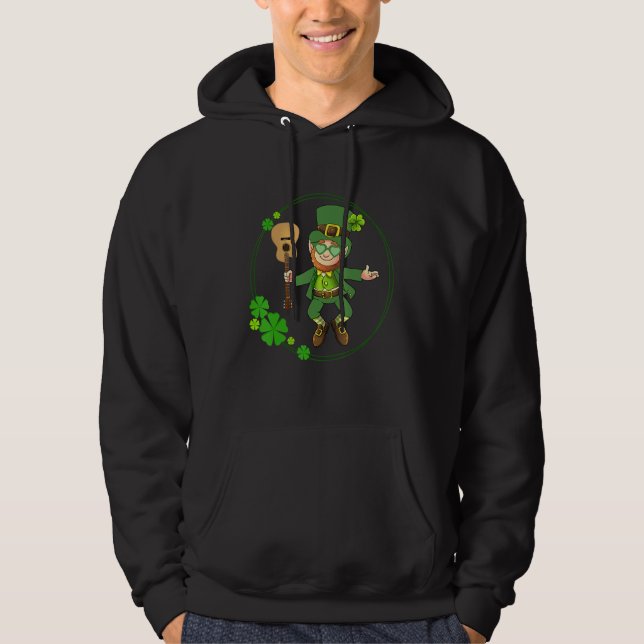 Sudadera Guitar Leprechaun St Patricks Day Guitar Player Ir (Anverso)