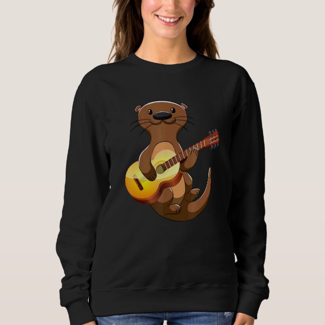 Sudadera Guitar Otter Animal Niños Guitaristas Hombres Arte (Anverso)