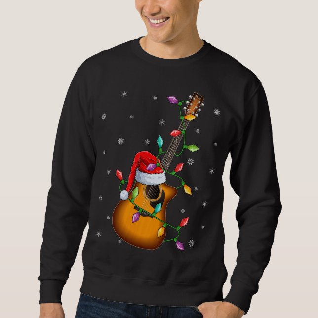 Sudadera Guitar Xmas Iluminación coincidente con Santa Hat  (Anverso)
