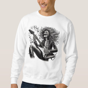 Sudadera Guitariano de esqueleto monocromo con cuero detall