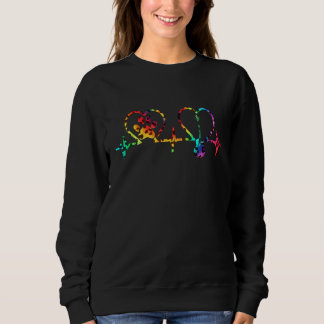 Sudadera Guitarist Cat Heartbeat Leopard Rainbow Color Tie