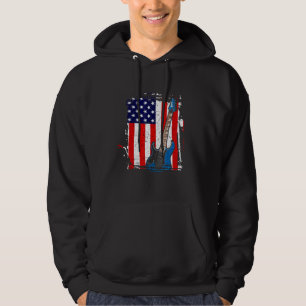 Sudadera Guitarista de guitarra vintage Bandera Estadounide