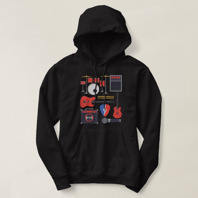 Sudadera Guitarra de Rock Star, Instrumentos de Banda de Ro (Diseño del anverso)