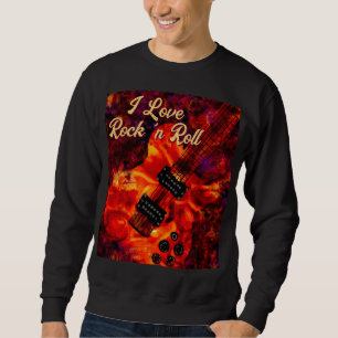 Sudadera Guitarra Eléctrica en Fuego Red Black Love Rock n 