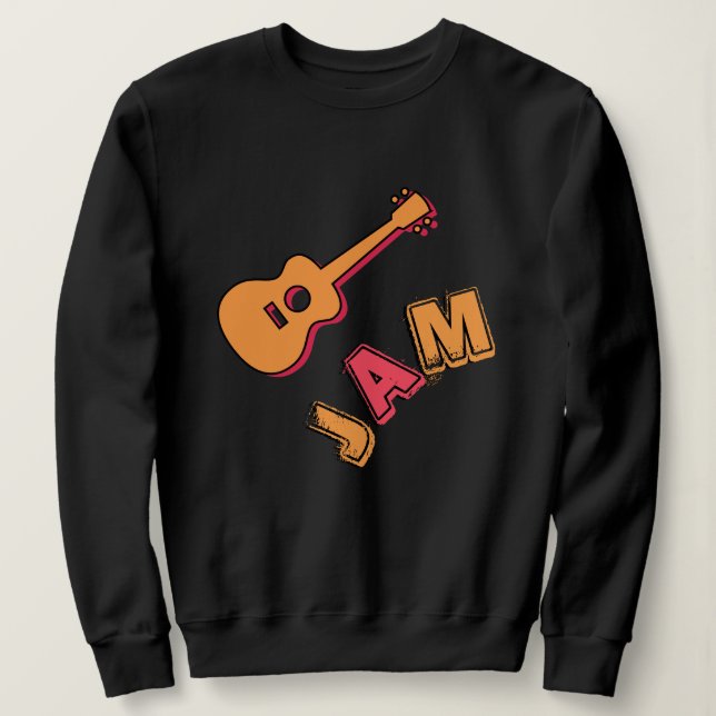 Sudadera Guitarra Roca, Música Jam Style, Naranja y Arte Ro (Anverso del diseño)