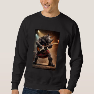 Sudadera Guitarrista de Rhino con kilt rockeando