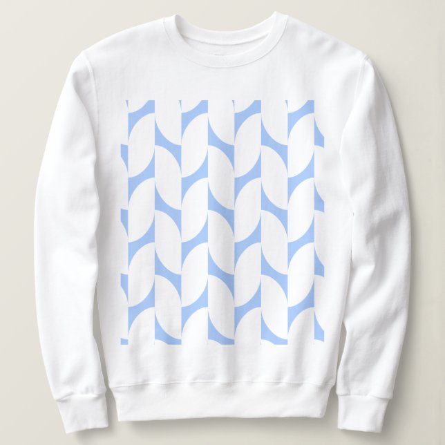 Sudadera Gusano blanco con geométrico abstracto de azul cie (Anverso del diseño)