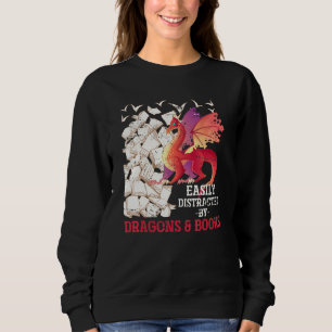 Sudadera Gusano de biblioteca leyendo fantasía dragón anima