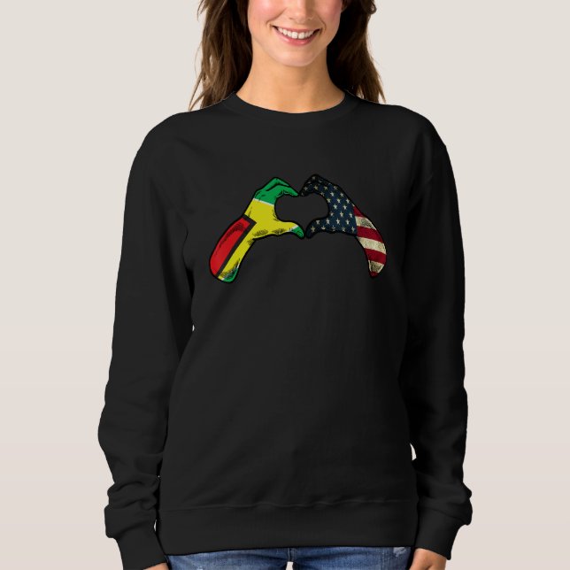 Sudadera Guyana American USA Flag - USA Guyanese Heart (Anverso)