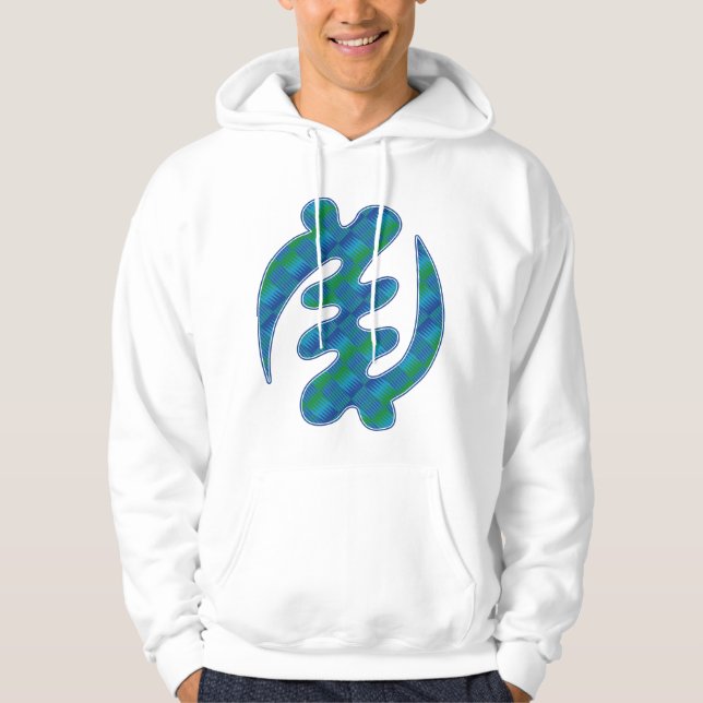 Sudadera Gye Nyame Adinkra Blue Green Kente K16 (Anverso)