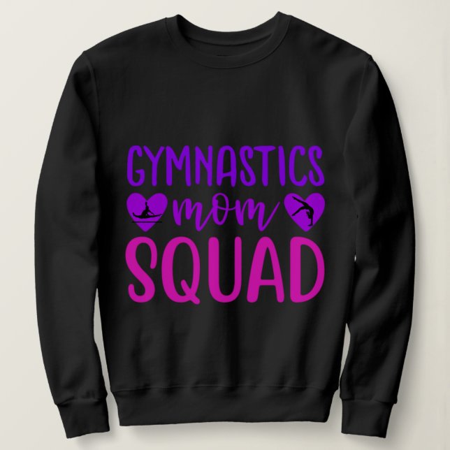 Sudadera Gymnastics Mom Squad Cita con texto rosa y púrpura (Anverso del diseño)