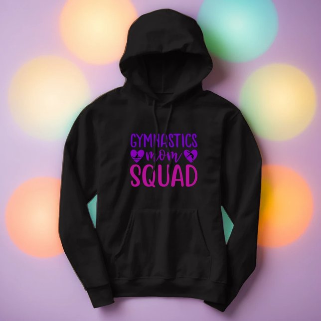 Sudadera Gymnastics Mom Squad Cita con texto rosa y púrpura (Subido por el creador)