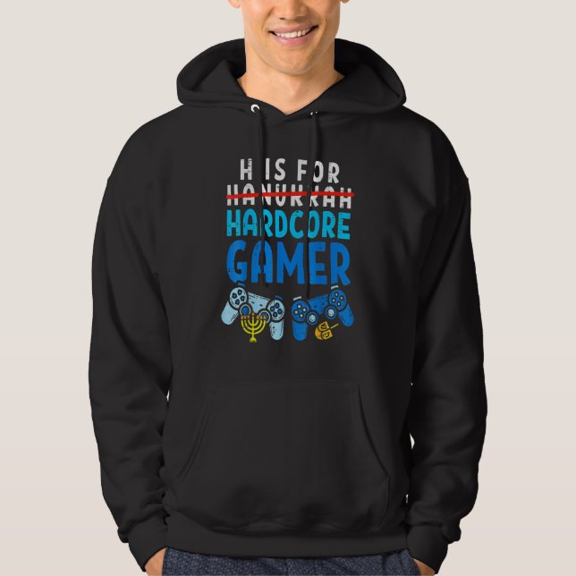 Sudadera H Is For Hanukkah Gamer  Video Gaming Boys Men Gir (Anverso)