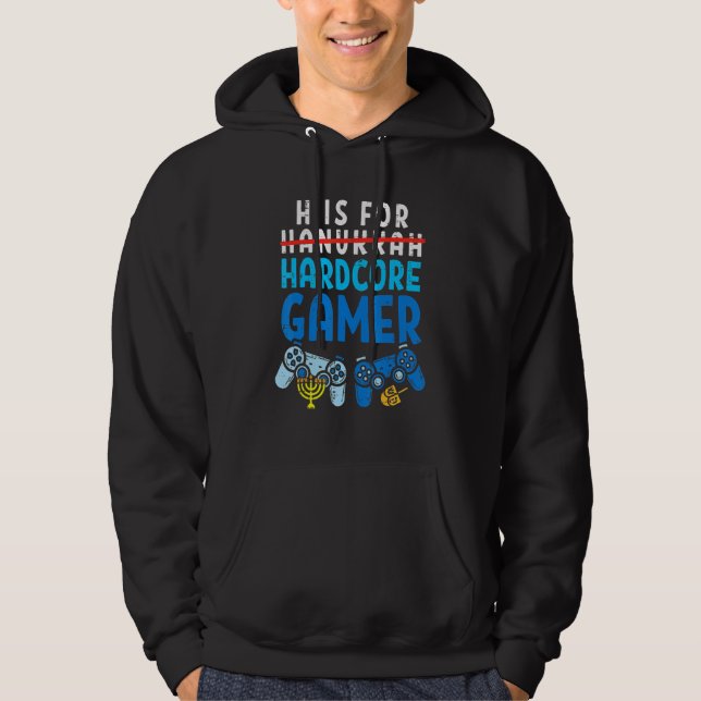 Sudadera H Is For Hanukkah Gamer Video Gaming Boys Men Paja (Anverso)