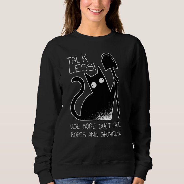 Sudadera Hablar menos gatos negros graciosos (Anverso)