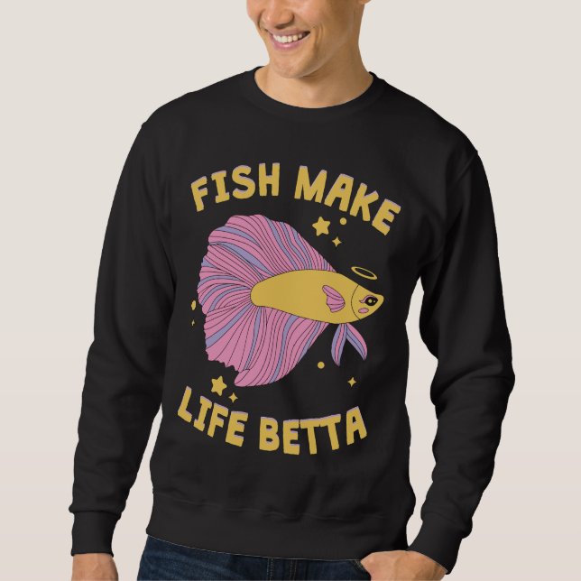 Sudadera Hacer Betta de la Vida Cuta Y2k Estética Pescado B (Anverso)