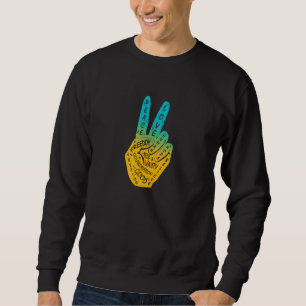 Sudadera Hacer la paz no la guerra mano de paz Rótulo amari