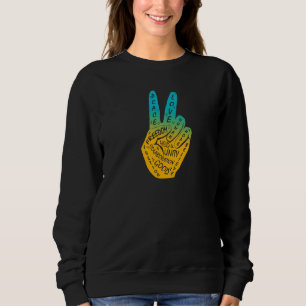 Sudadera Hacer la paz no la guerra mano de paz Rótulo amari