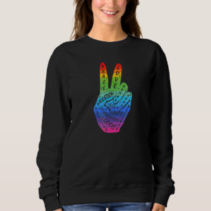 Sudadera Hacer la paz no la guerra mano de paz Rótulo Rainb