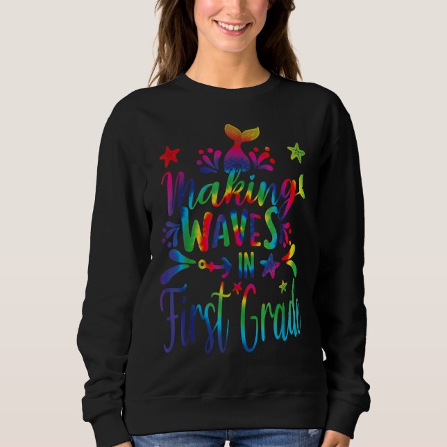 Sudadera Hacer Ondas En Sirenita De Primer Grado De Vuelta  (Anverso)
